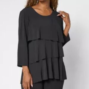 Susan Graver Black Tiered Liquid Knit Tunic
